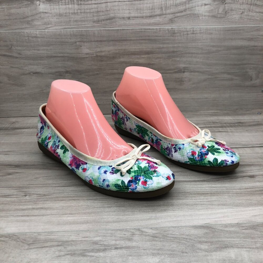 Aerosoles A2 Flats Womens 9.5 Fair Bet Ballet Floral Leather Slip On Shoes